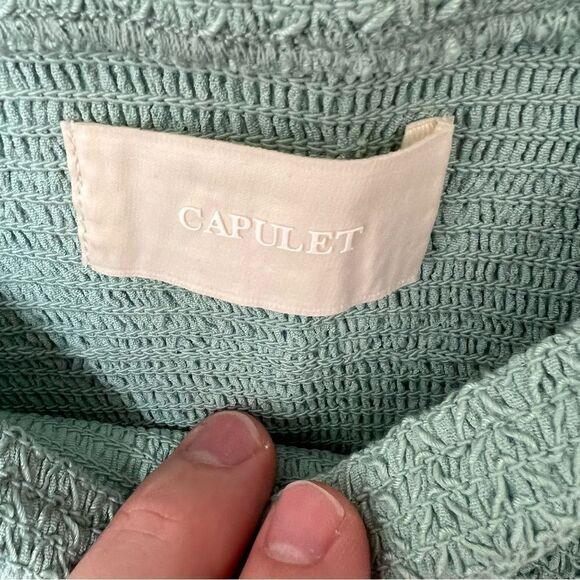 NWT Revolve x Capulet Millie Smocked Crop Top in seafoam | Size XS/P - Picture 7 of 12